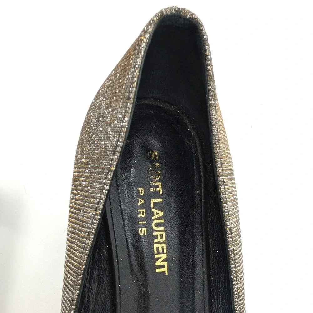 Saint Laurent Metallic Galaxy Glitter Pointed Toe Kitten Heel Charlotte 55  38 - Picture 4 of 8